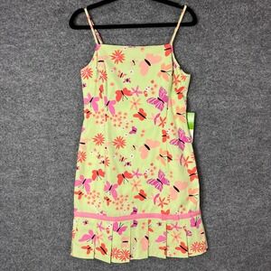 NEW $180 Lilly Pulitzer Dress Palm Green Bonjour Butterfly Floral Pleated Size 8